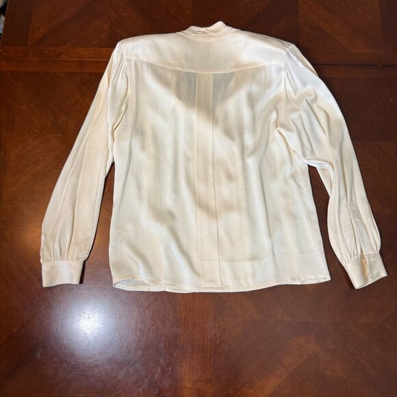 Vintage 70's 80's Jaeger 100% Silk Cream Blouse Double-breasted button - Picture 2 of 11